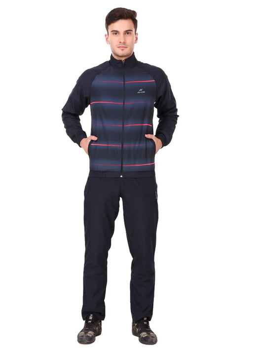 Alcis Men Colourblocked Navy Blue Tracksuits
