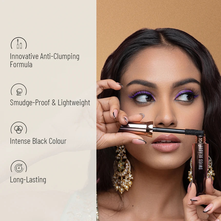 Swiss Beauty Lift & Curl Volume Lash 4D Waterproof Mascara - Black