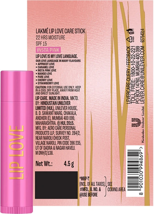 Lakme Lip Love Spf 15 Insta Pink Lip Balm