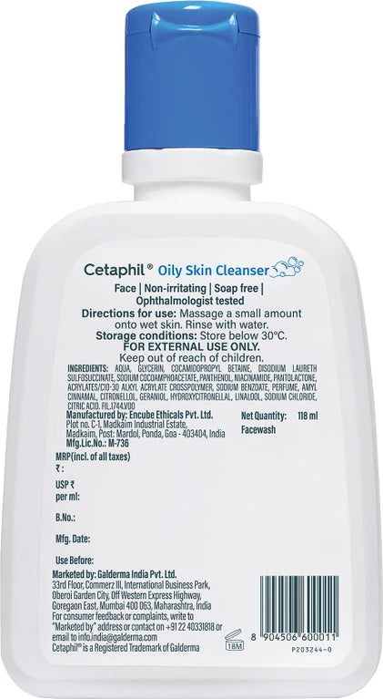 Cetaphil Oily Skin Cleanser 118 ml