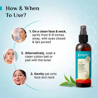 Pilgrim Tea Tree Purifying Alcohol-Free Face Toner To Cleanse, Refine & Tighten Pores Men Women 100 MILLI_LITRE