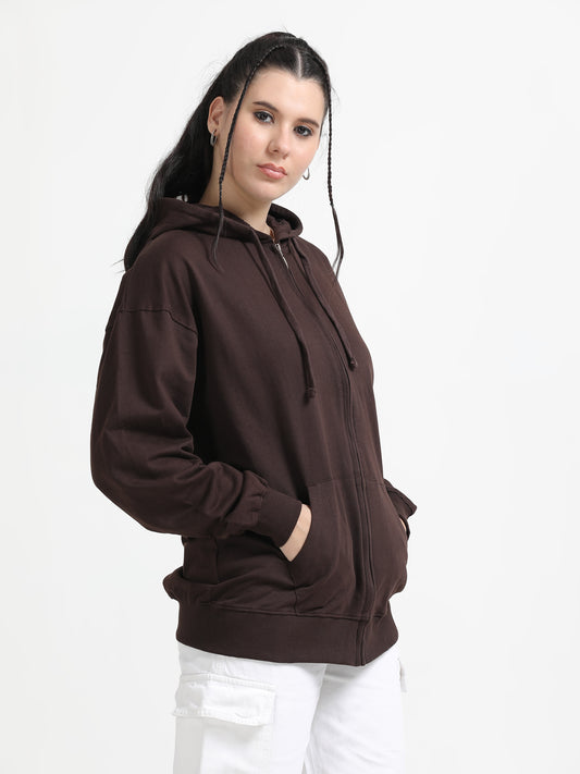 Women's Brown Graphic Print Oversized Sweatshirt
