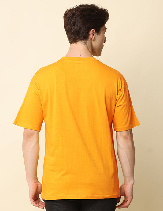 Men's Mustard Solid Oversized T-Shirt