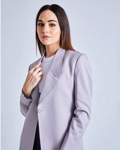 Single-Buttoned Blazer- Grey