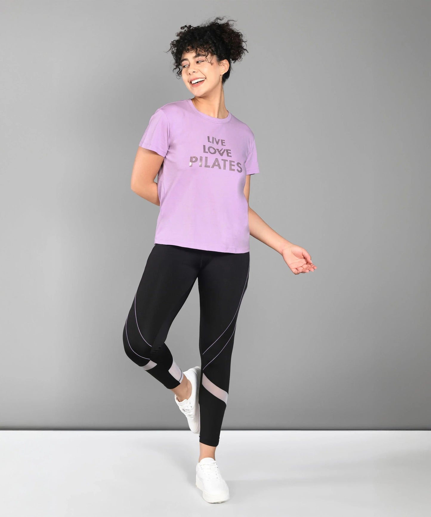 Women's Pilates pink t-shirt from Stylera with 'Live Love Pilates' graphic design