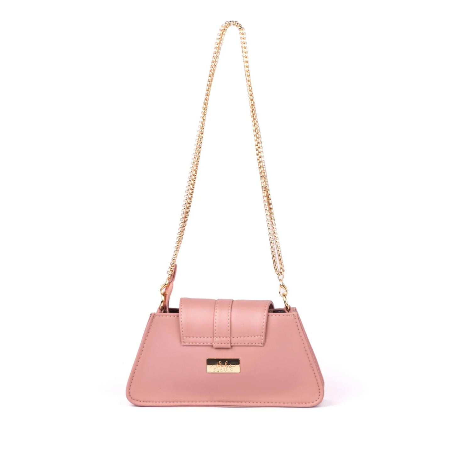 Stylera Mini Baguette Bag in pink, stylish shoulder bag for women with chain strap