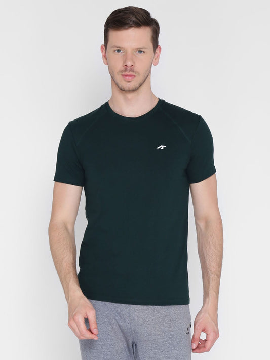 Alcis Men Solid Green Tshirts