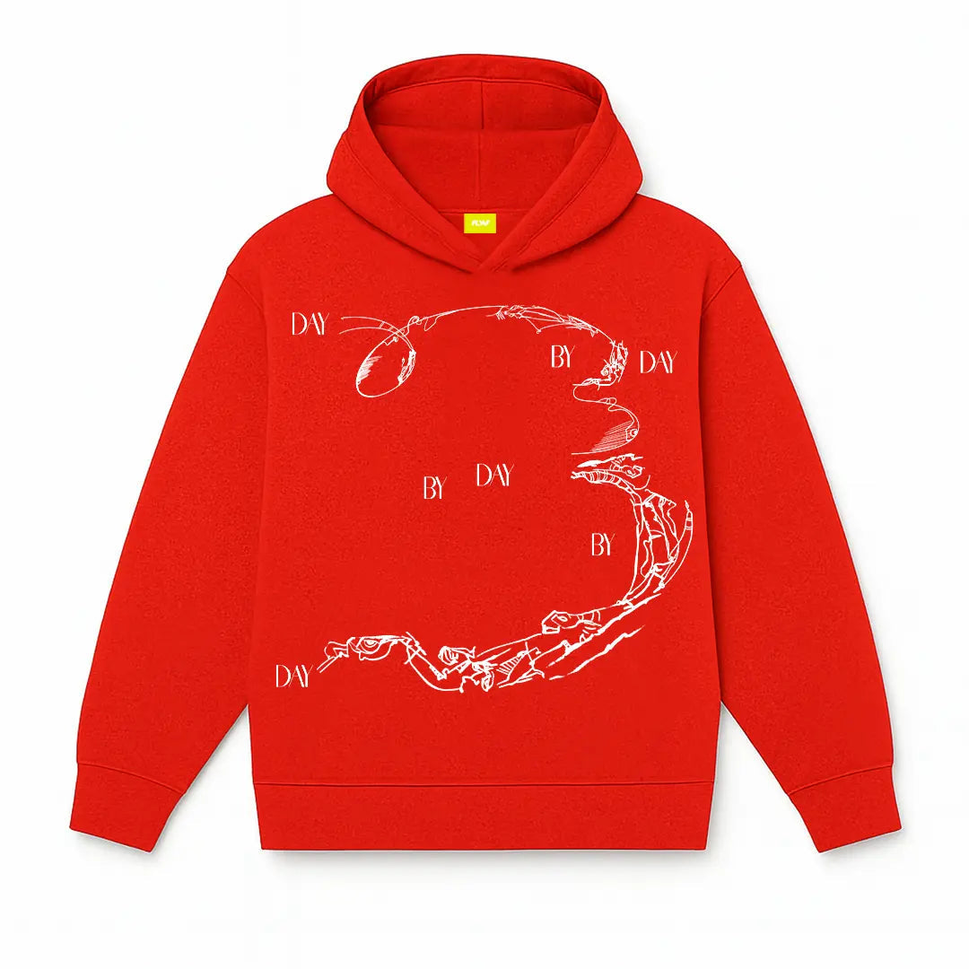 Enigma Gaze Printed Red Hoodie FLYAF
