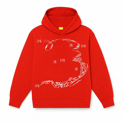 Enigma Gaze Printed Red Hoodie FLYAF