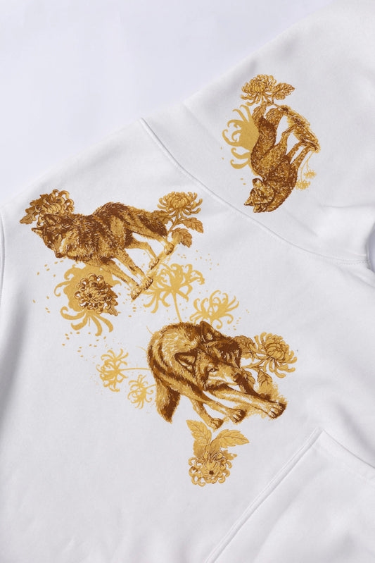 Lone Howl Printed White Hoodie Off Sinners