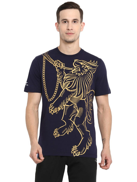 Alcis Men Rajasthan Royals Blue Printed Round Neck T-shirt