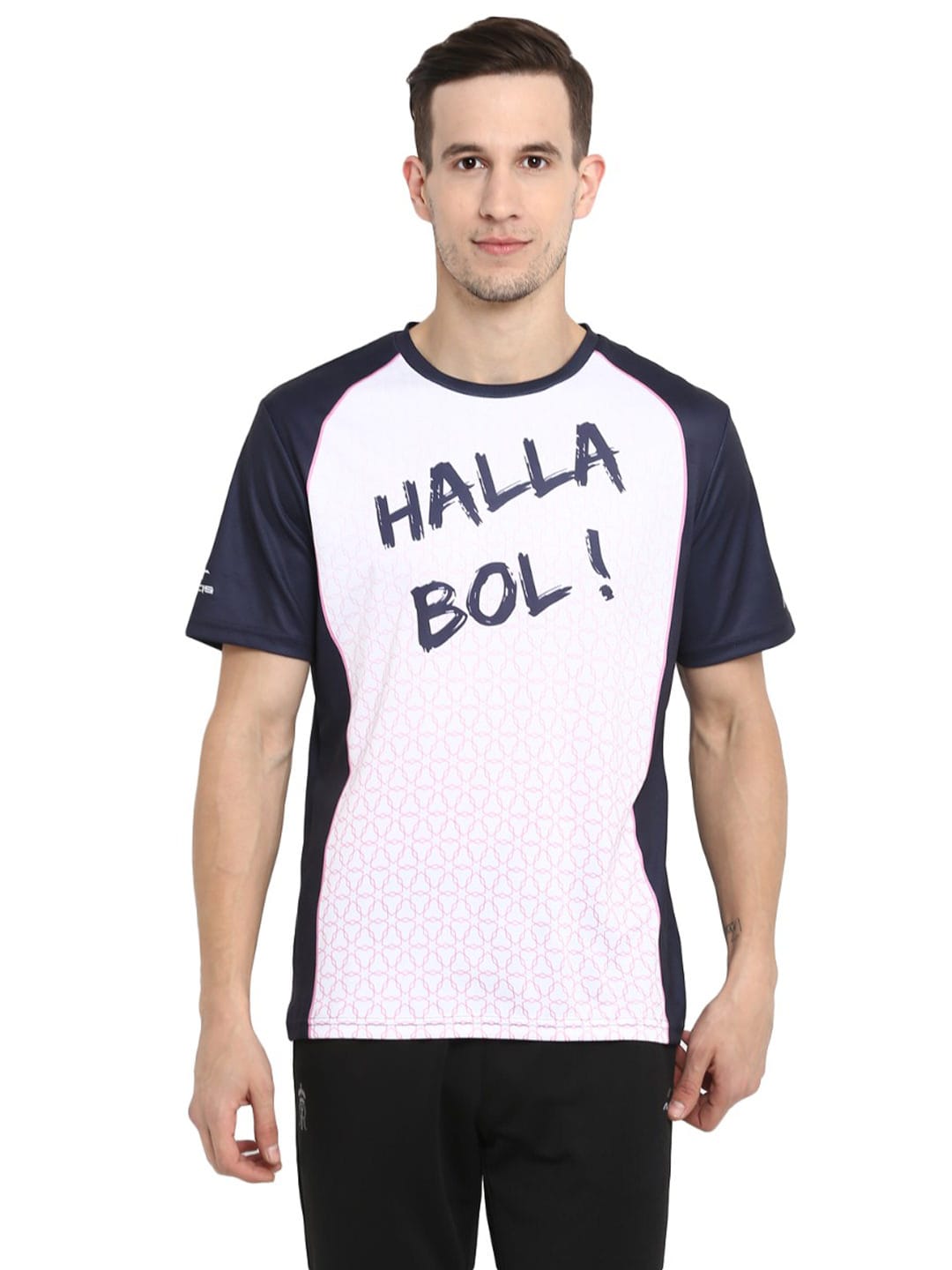 Alcis Men Rajasthan Royals Blue Printed Round Neck T-shirt