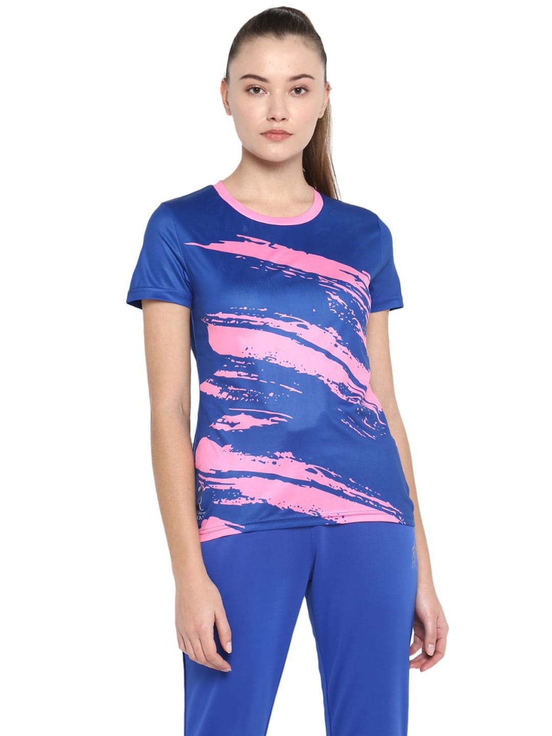 Alcis Women Blue Rajasthan Royals Printed Round Neck T-shirt