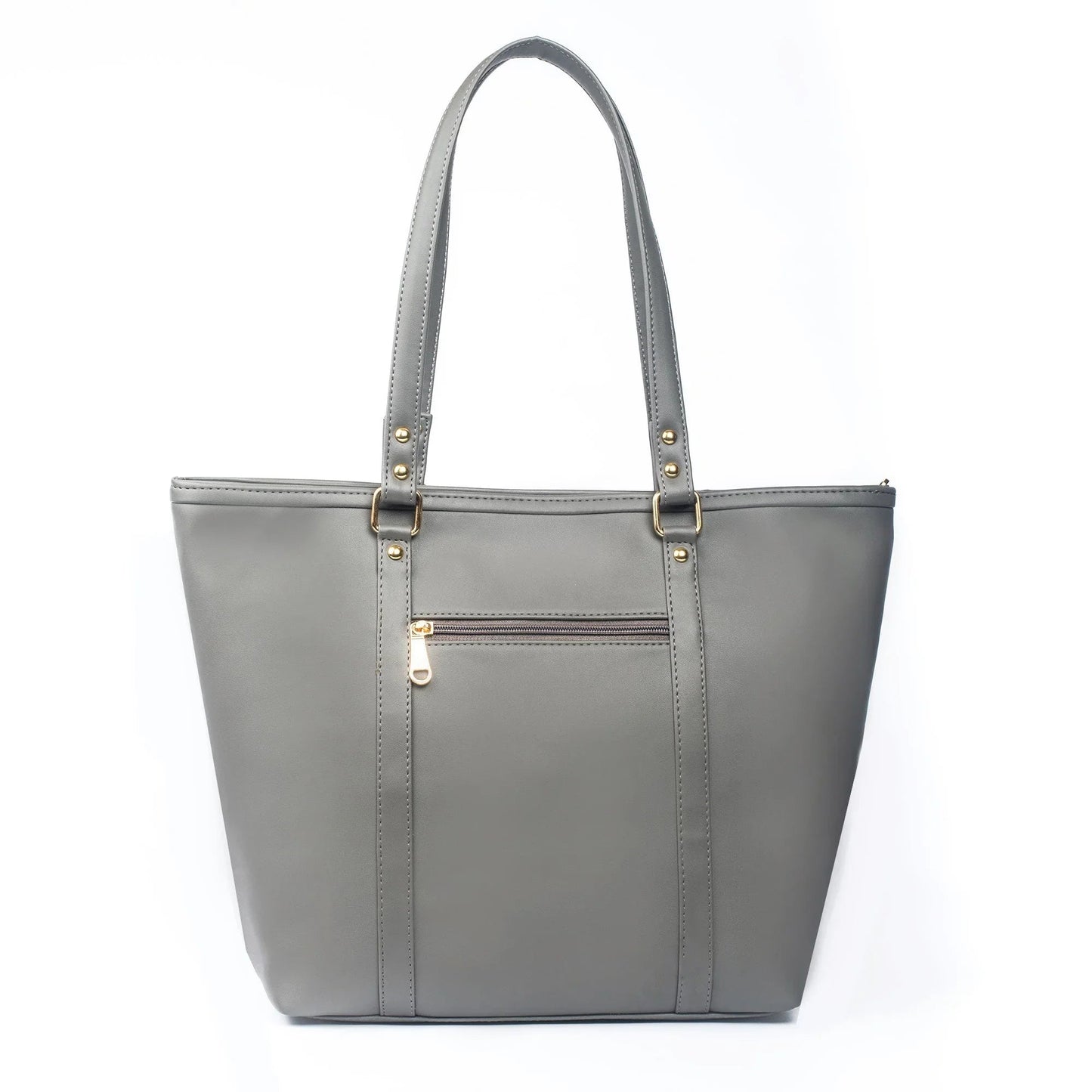 Stylish slate grey tote bag by Stylera featuring a spacious design and exterior zip pocket