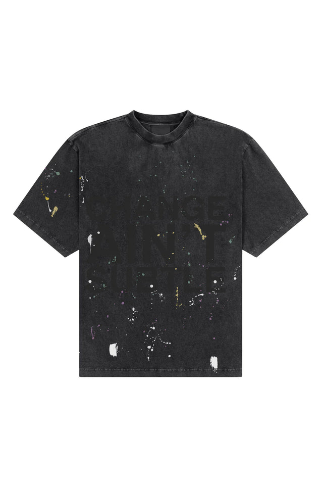 'SPLAT' Vintage Wash Heavy-weight Puff Print Relaxed Fit T-Shirt
