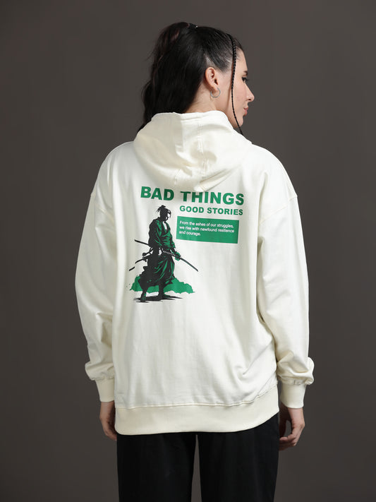 Women's Off White Graphic Print Oversized Sweatshirt