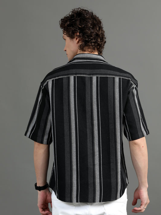 Men's Black Checked Relaxed Fit Shirt