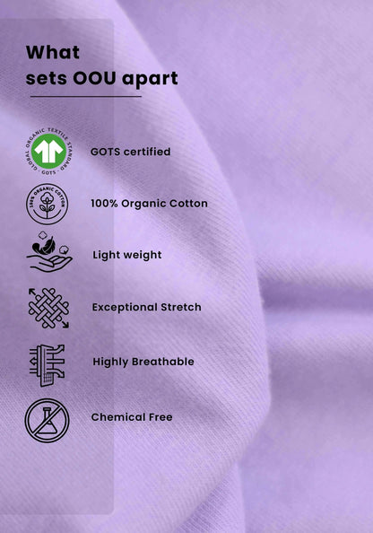 Close-up of soft purple fabric highlighting features of trendy casual tops for women by Stylera