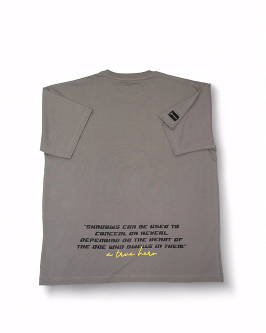Stylstpls trendy statement oversized t-shirt in grey with thought-provoking quote on back