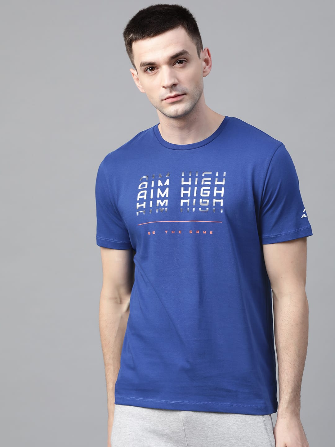 Alcis Men Blue  White Printed Round Neck Outdoor T-shirt