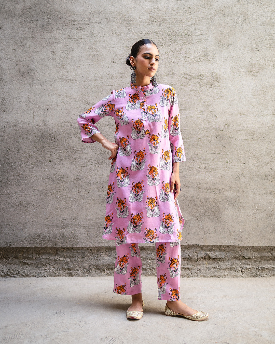 Pink Tribal Buta Kurta Set