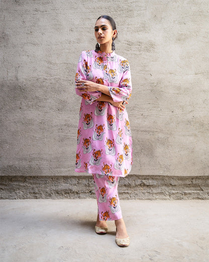 Pink Tribal Buta Kurta Set