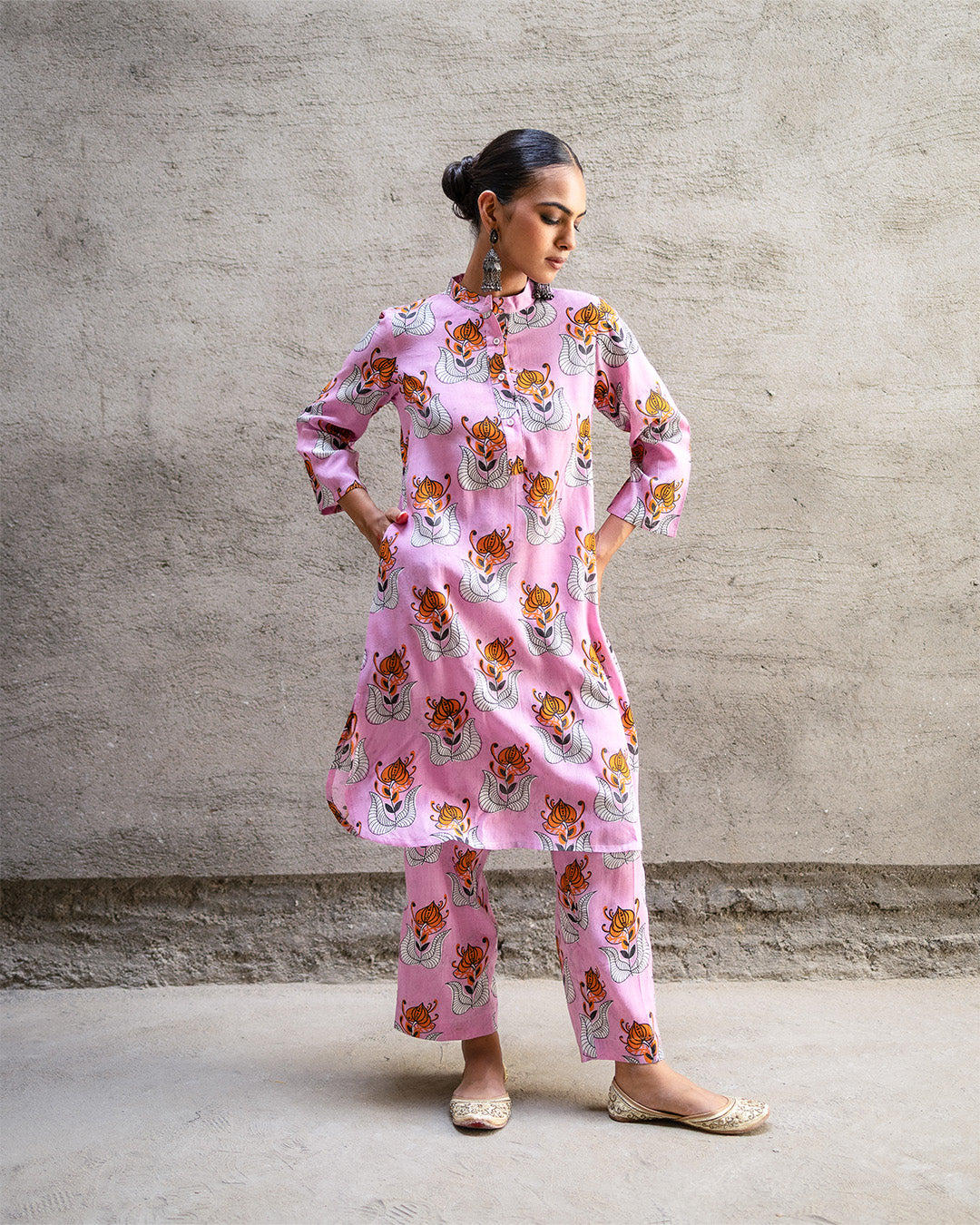 Pink Tribal Buta Kurta Set