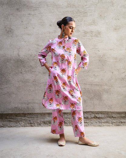 Pink Tribal Buta Kurta Set