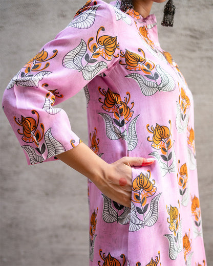 Pink Tribal Buta Kurta Set