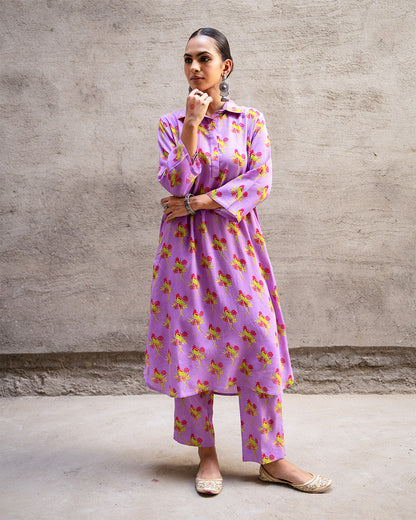 Phoolkali Lavender Kurta Set