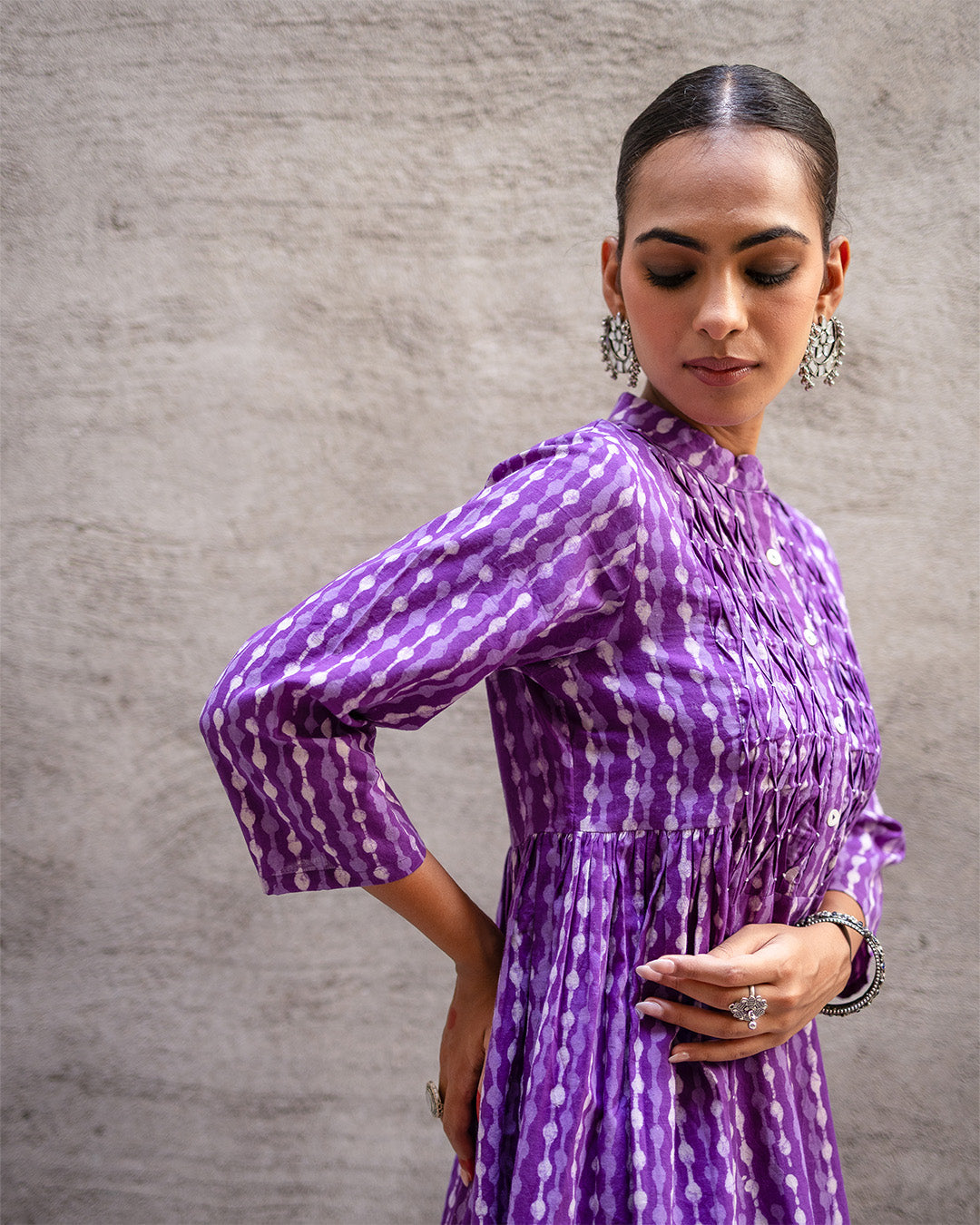 Purple Block Kurta