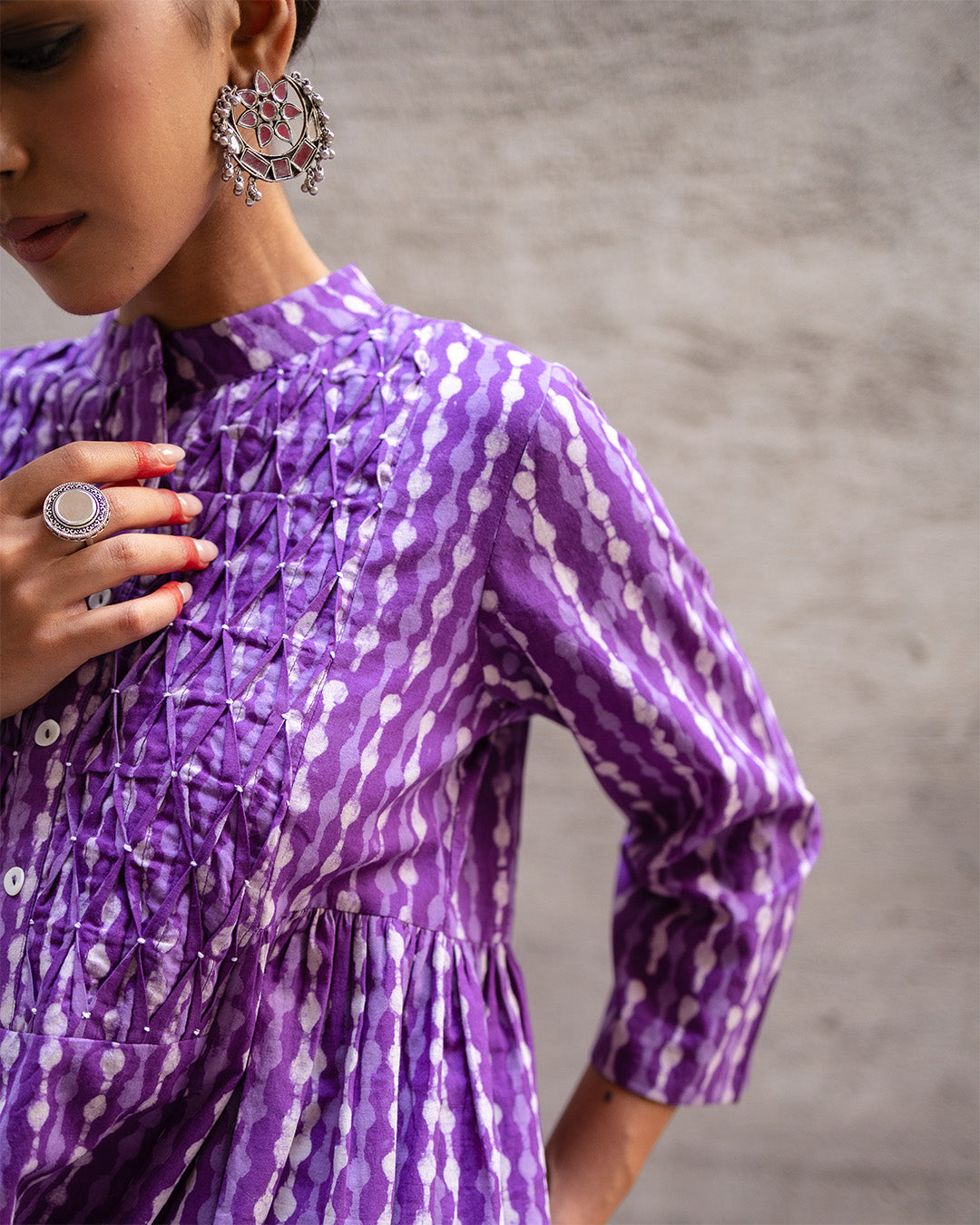 Purple Block Kurta