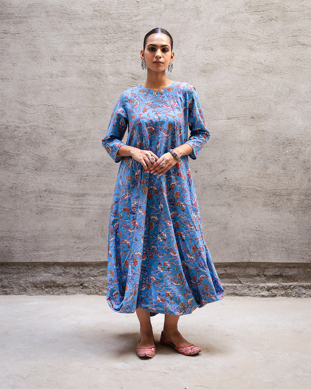 Blue Birdy Jaal A-Line Dress