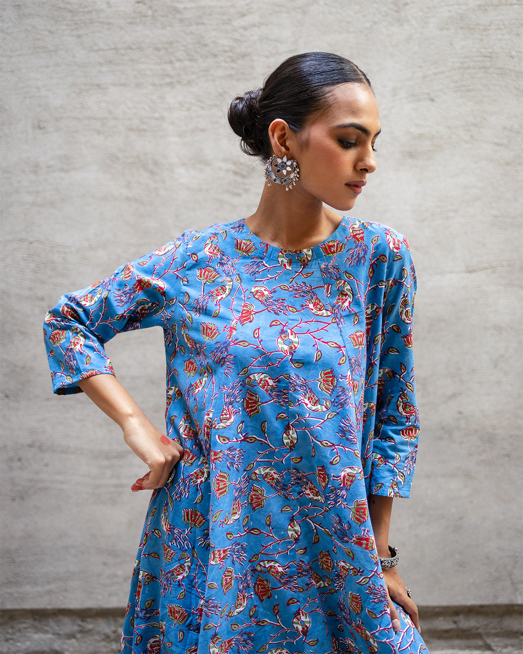 Blue Birdy Jaal A-Line Dress