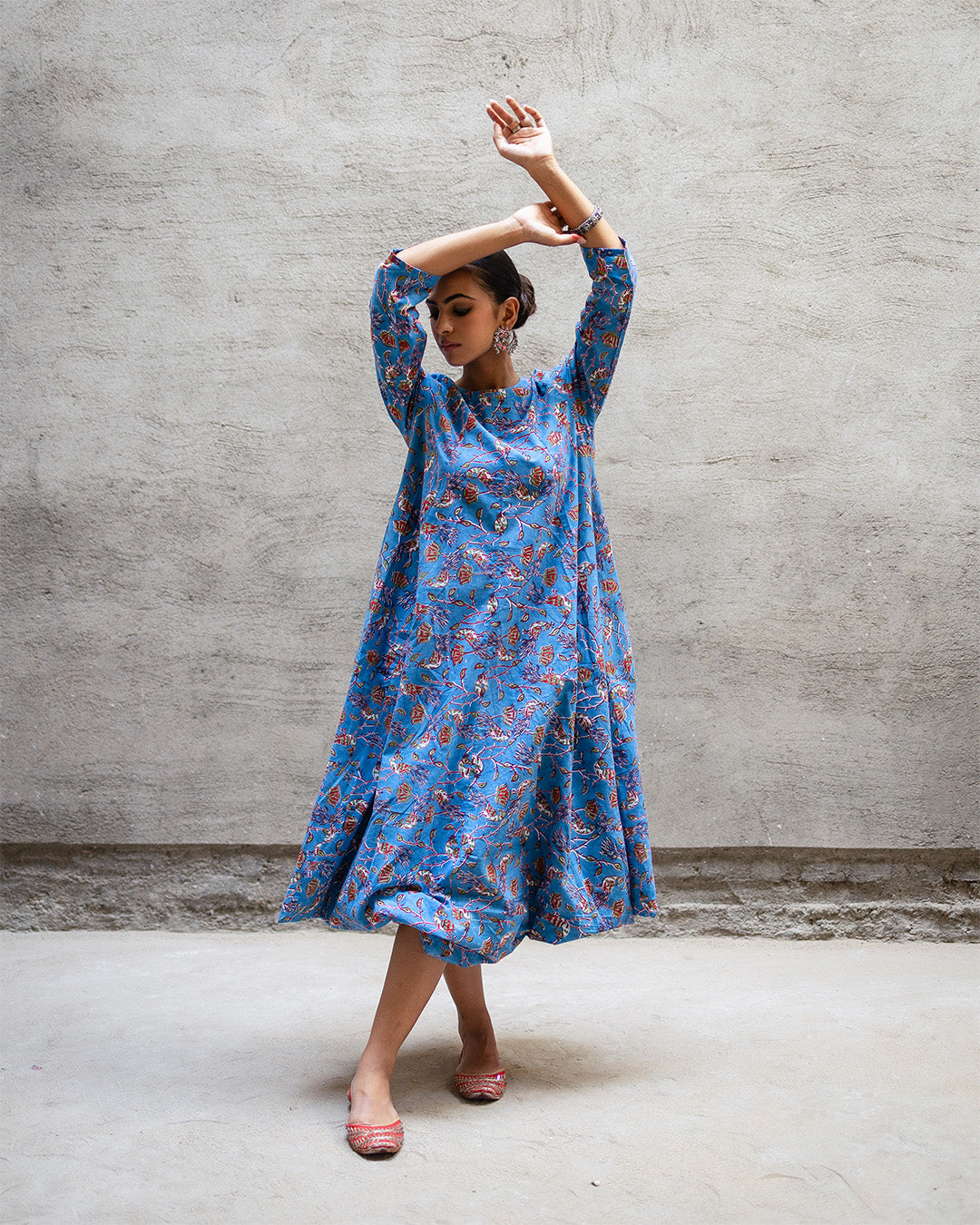 Blue Birdy Jaal A-Line Dress