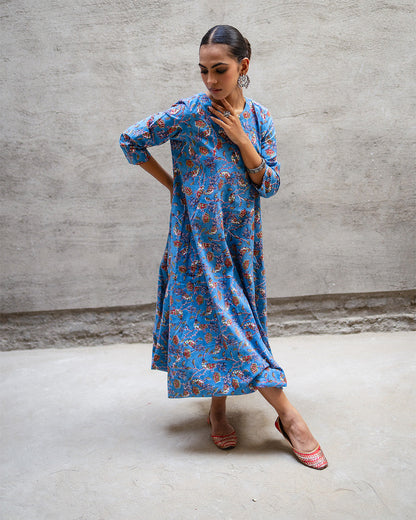 Blue Birdy Jaal A-Line Dress