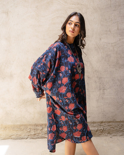 Black Block Jaal Cotton Kurta
