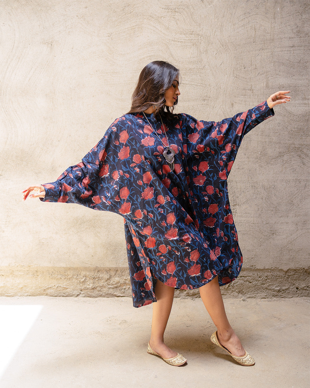 Black Block Jaal Cotton Kurta