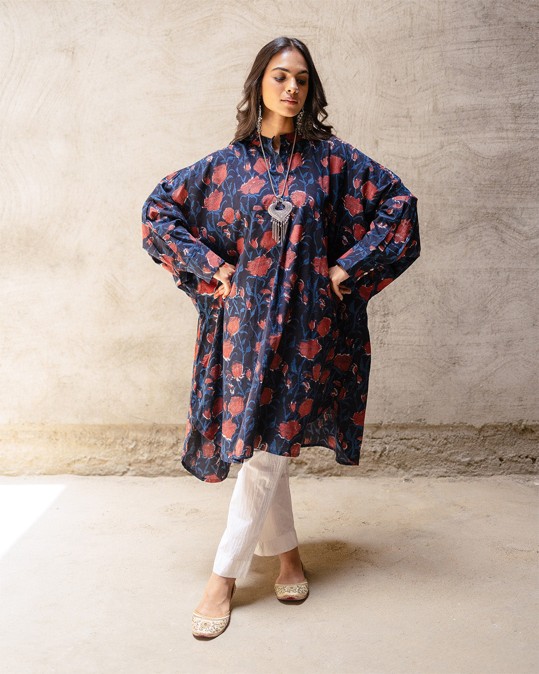 Black Block Jaal Cotton Kurta