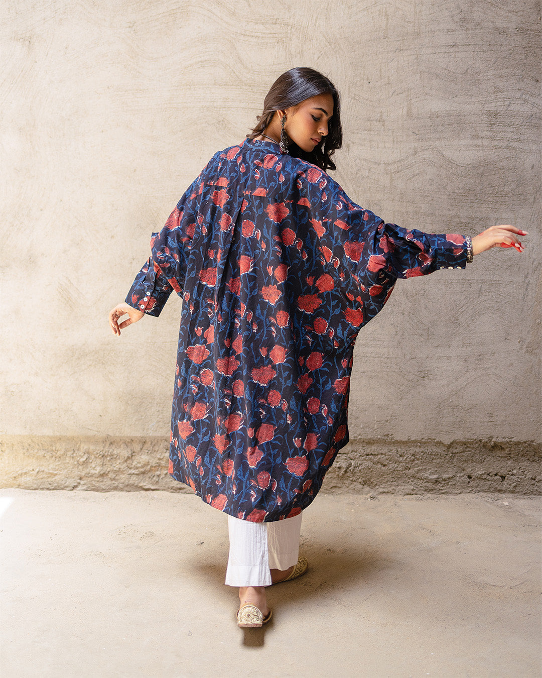 Black Block Jaal Cotton Kurta