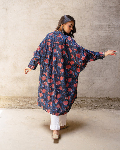 Black Block Jaal Cotton Kurta