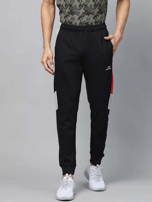 Alcis Men Black  Grey Colourblocked Track Pants