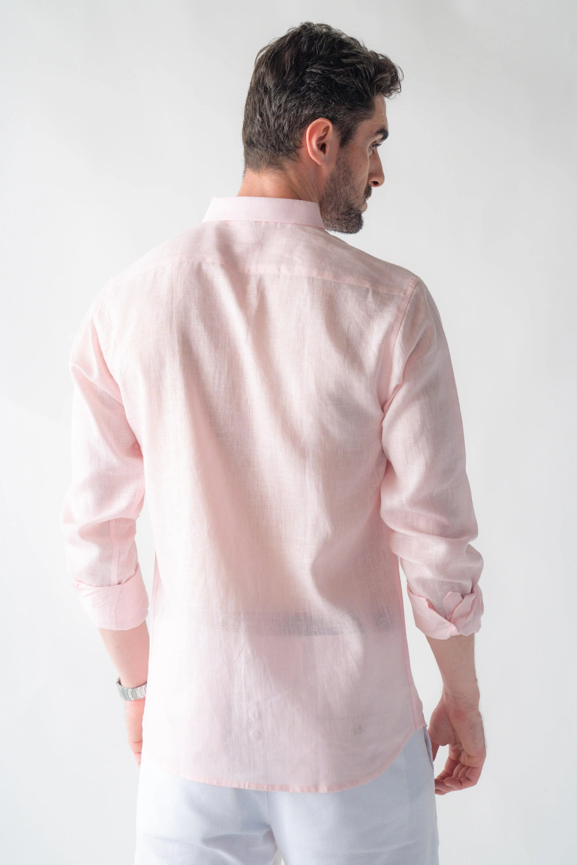 Men's Linen Soft Touch Pearl Pink Shirt Vellure