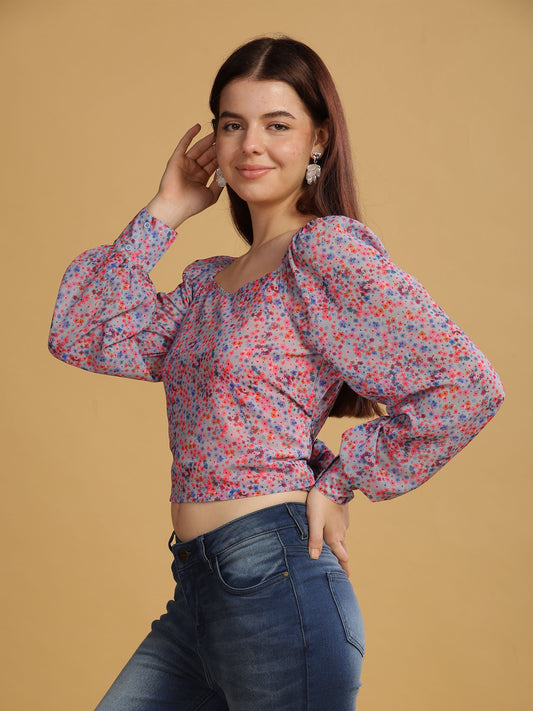 Women's Multi Floral Woven Top