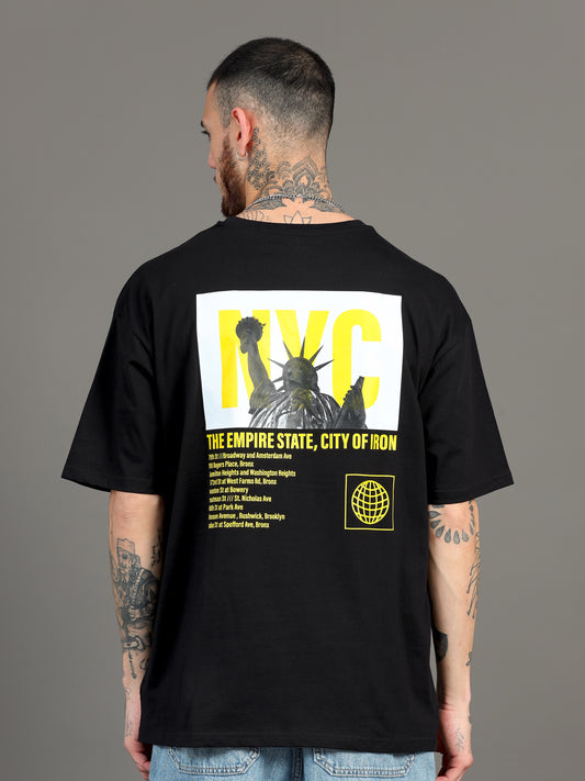 Men's Black Graphic Oversized T-Shirt