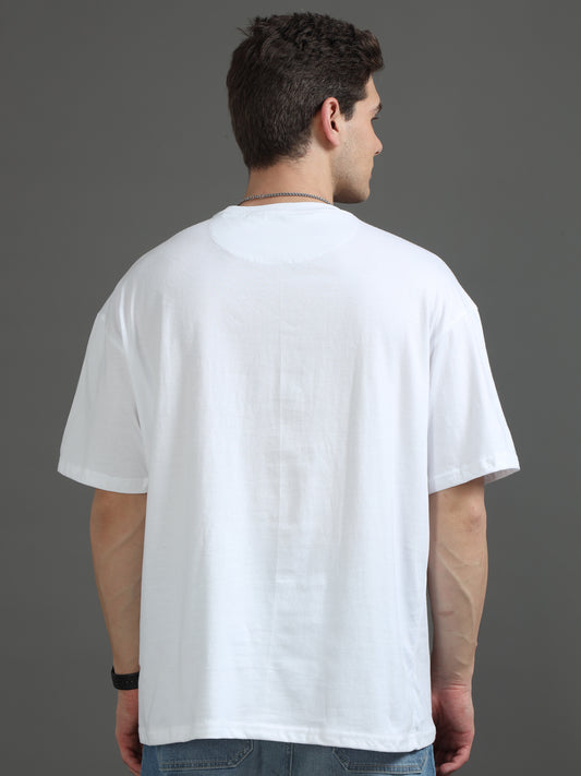 Men's White Graphic Oversized T-Shirt