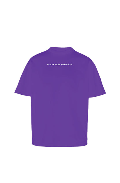 Wait For Nobody Printed Purple Oversized T-Shirt Main Character