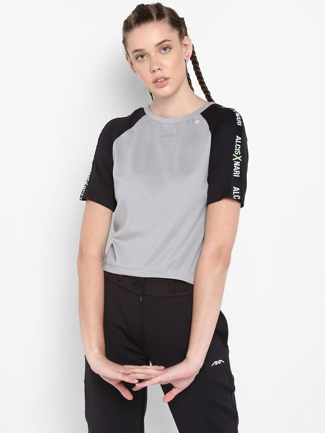 Alcis Women Printed Grey Tshirts
