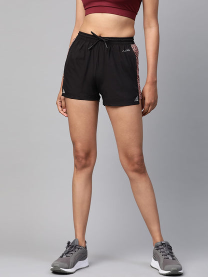Alcis Women Black Solid Slim Fit Regular Shorts