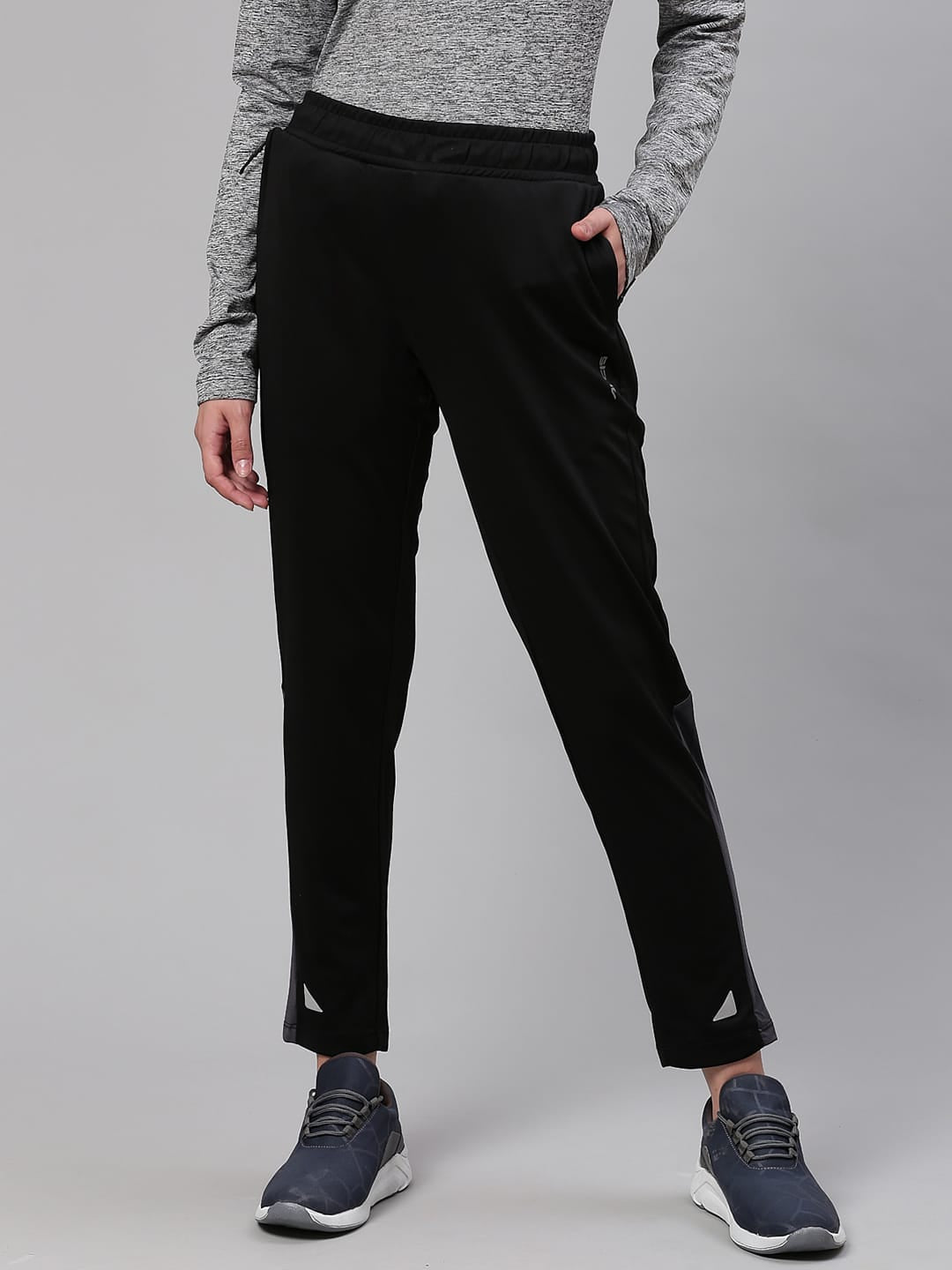 Alcis Women Black Slim Fit Solid Running Track Pants